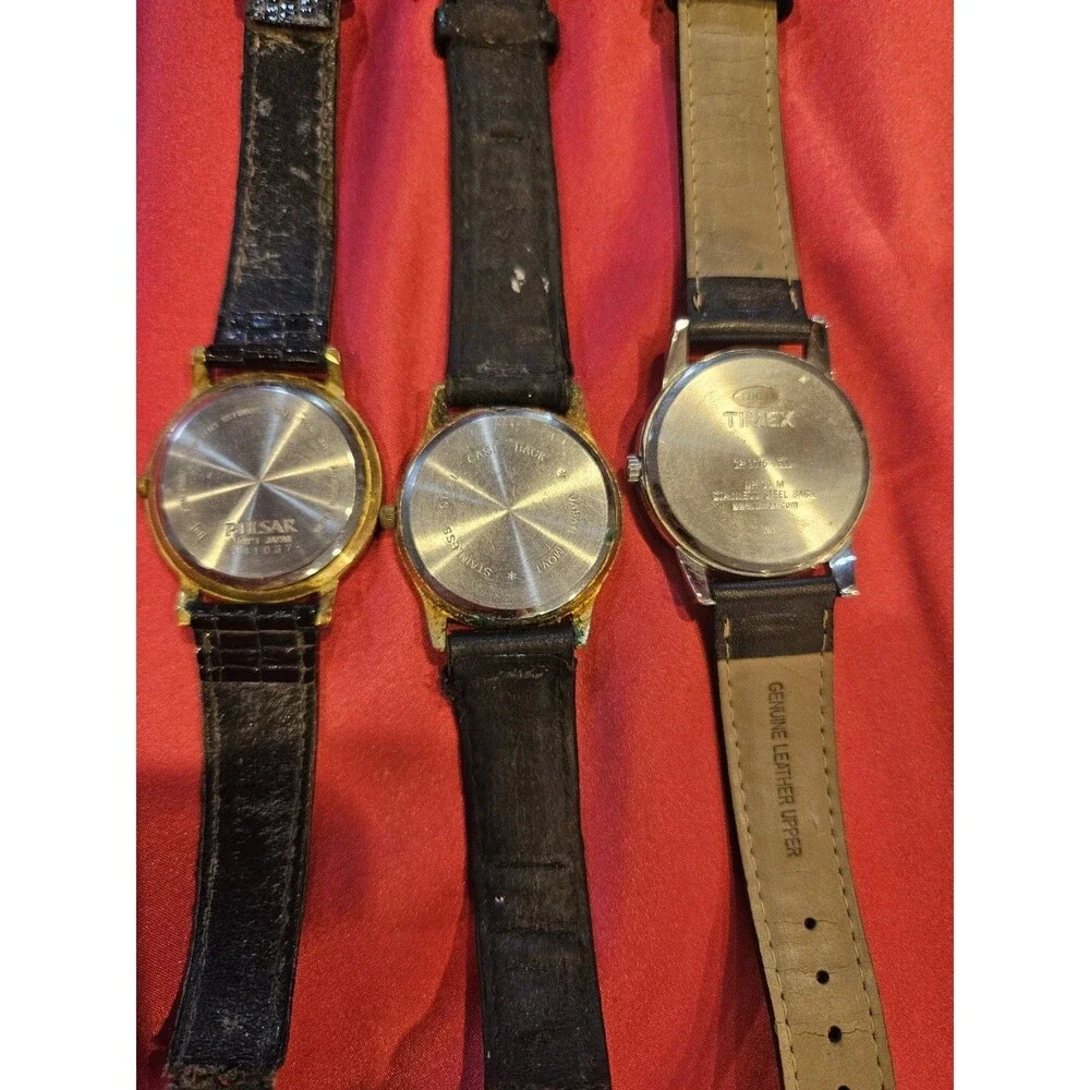 3 watches PULSAR, TIME, TIMEX 1980'S QUARTZ WATCHES. Well Used And Loved